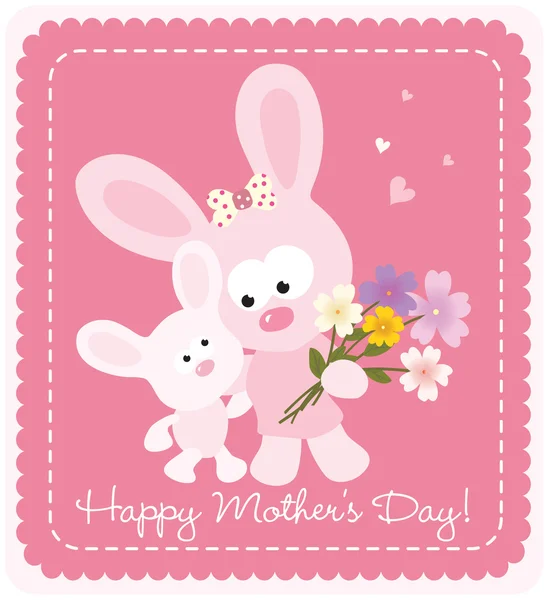 Happy Mother's Day konijnen — Stockvector