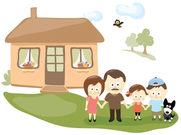 Famille avec maison — Image vectorielle