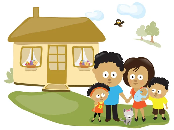 Family by their house — Stock Illustration Family by their house Vector Graphics