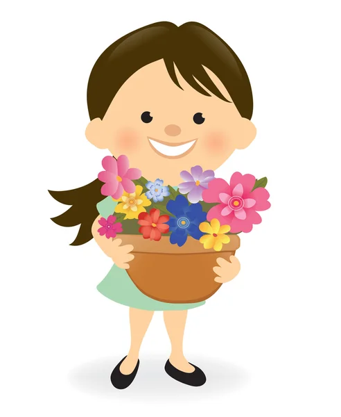 Lady with flowers — Stock Vector