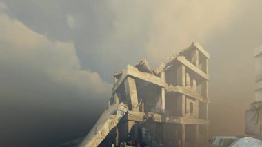 Modern bir şehrin yıkılmış altyapısı.