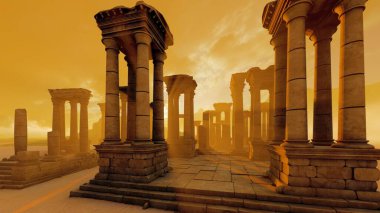 Eski bir tapınağın basamakları ve sütunları. Medeniyet, tapınaklar ve din, seyahat ve turizm konularında resimler.