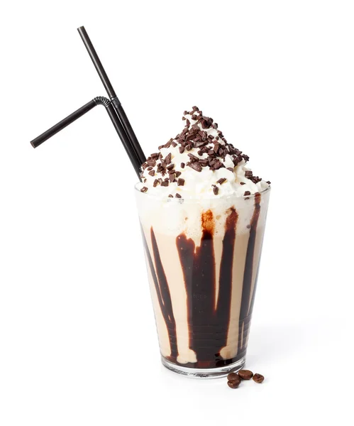 Iced coffee with whipping cream — Stock Photo, Image