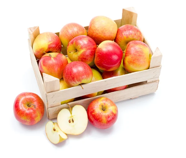 Pommes mûres à la carte en bois — Photo