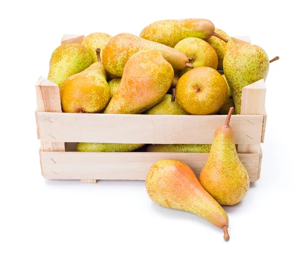 Pears in wooden box — Stock Photo, Image