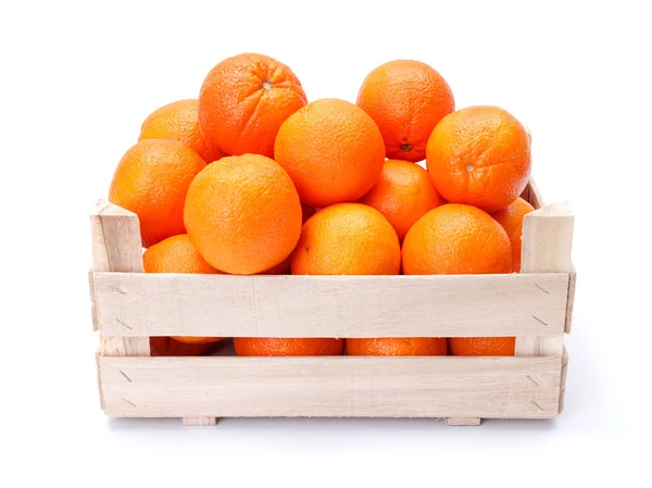 Oranges in wooden box — Stock Photo, Image