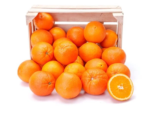 Oranges in wooden crate — Stock Photo, Image