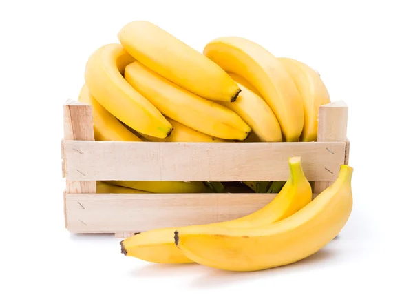 Bananas in wooden crate — Stock Photo, Image