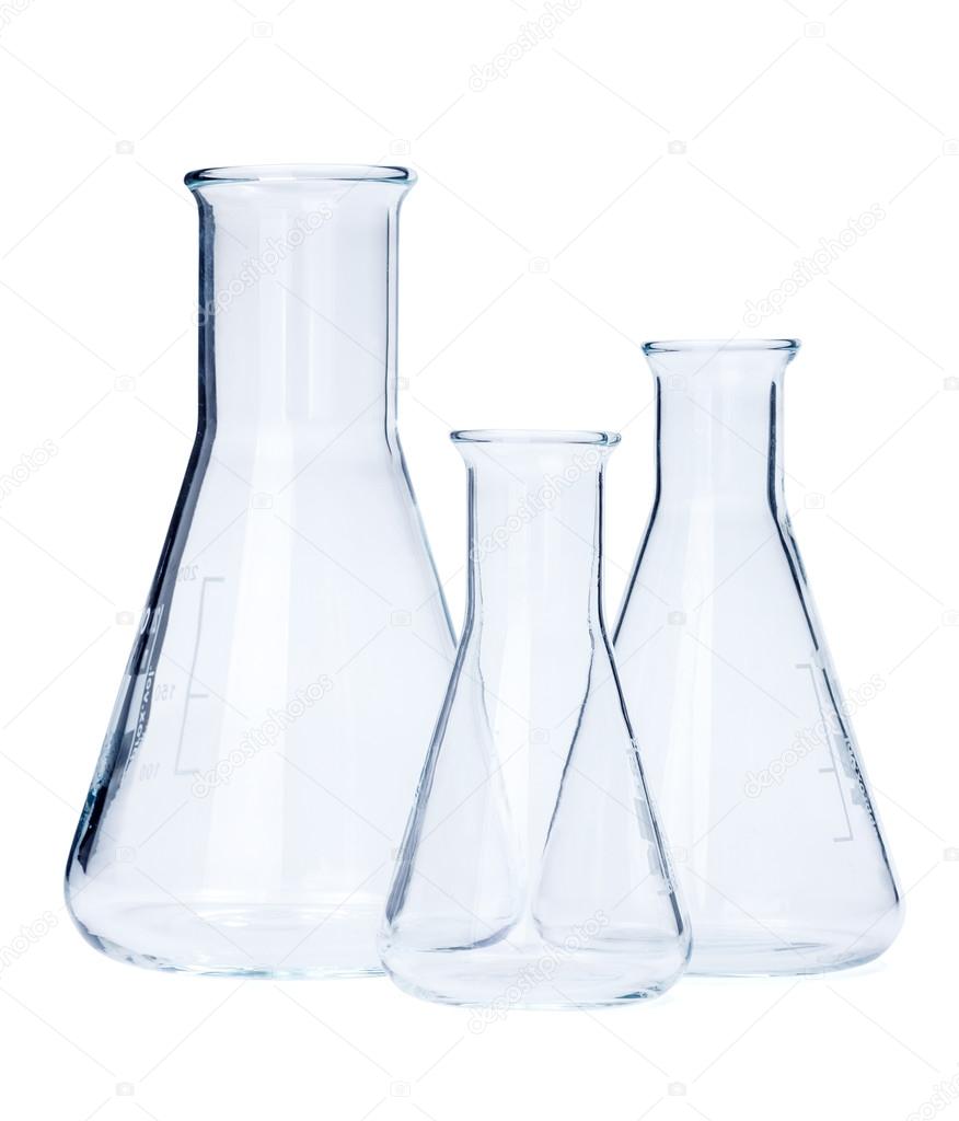 Erlenmeyer flasks of various size