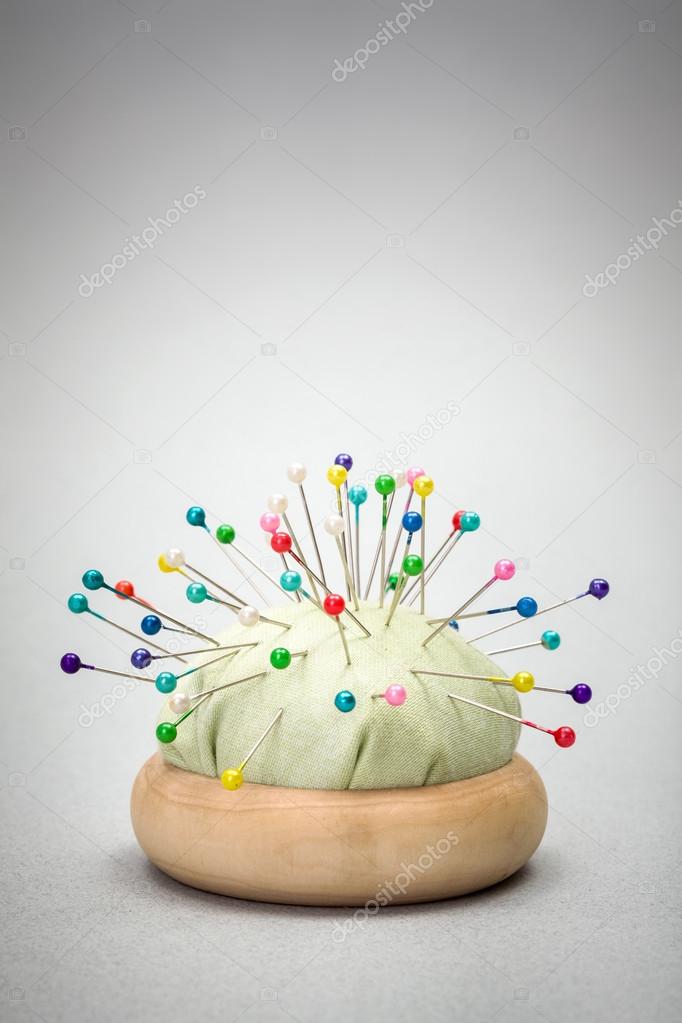 Pincushion with colorful pins