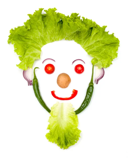 Gelukkig menselijk hoofd gemaakt van groenten — Stockfoto