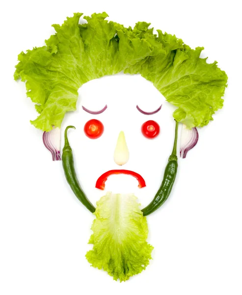 Üzgün insan kafası sebzelerin yaptım — Stok fotoğraf
