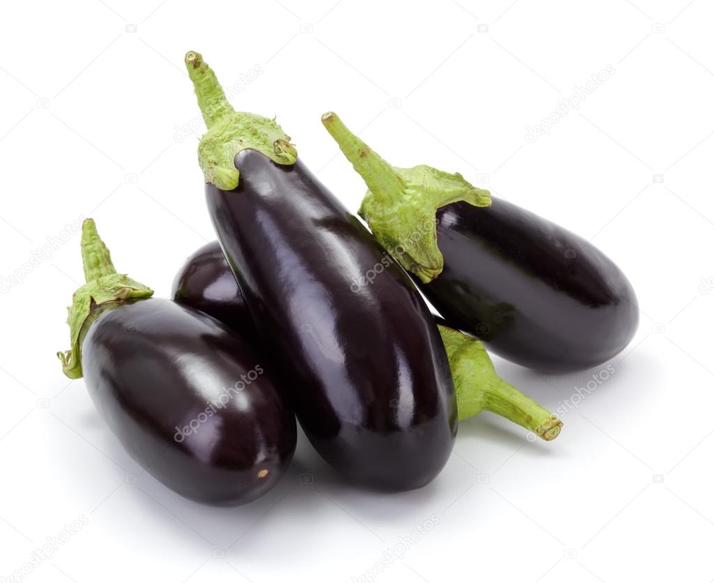 Pile of fresh ripe eggplants (Solanum melongena)