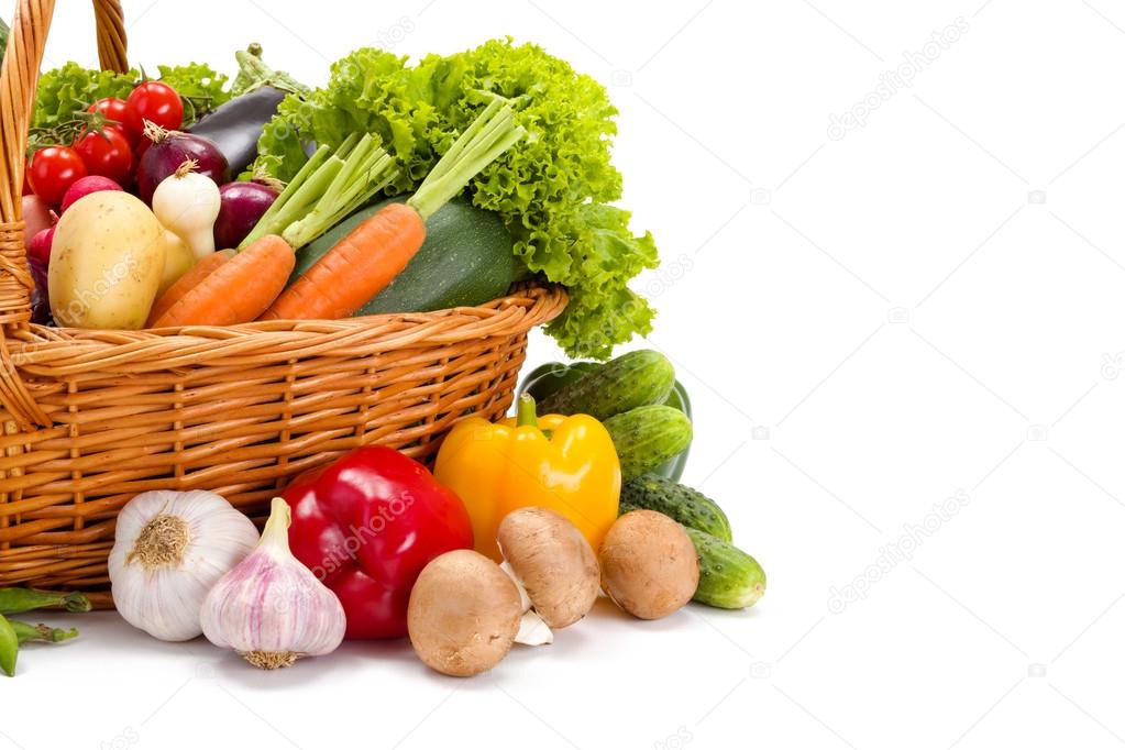 Various fresh vegetables in basket