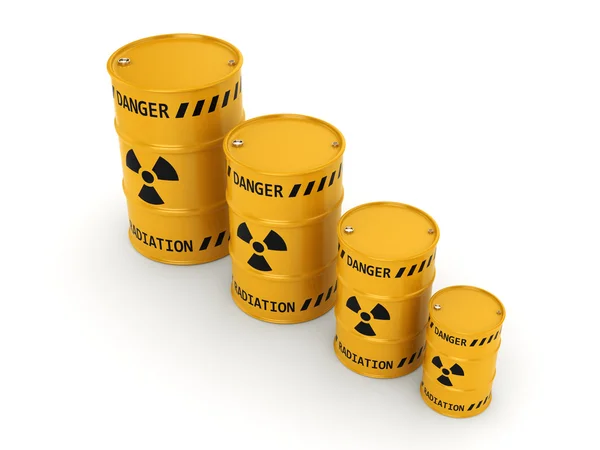 Sárga radioaktív hordók — Stock Fotó