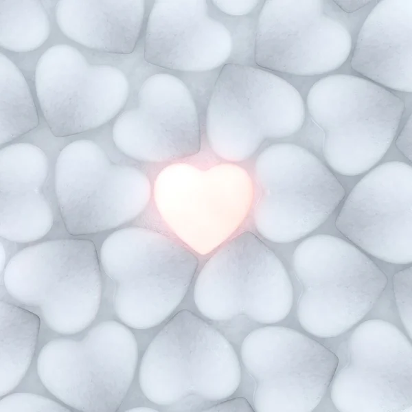 3D vykreslování krásné zářící srdce — Stock fotografie