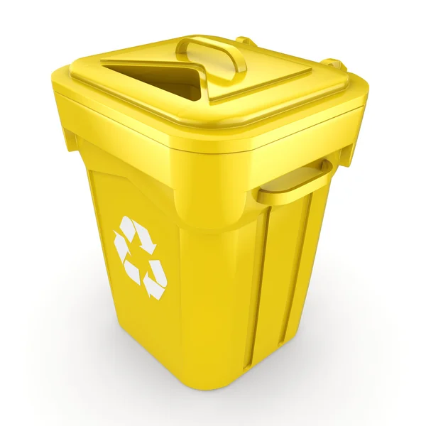 Papelera de reciclaje amarillo — Foto de Stock