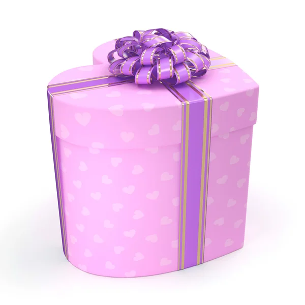 粉红色的盒子的心 — 图库照片