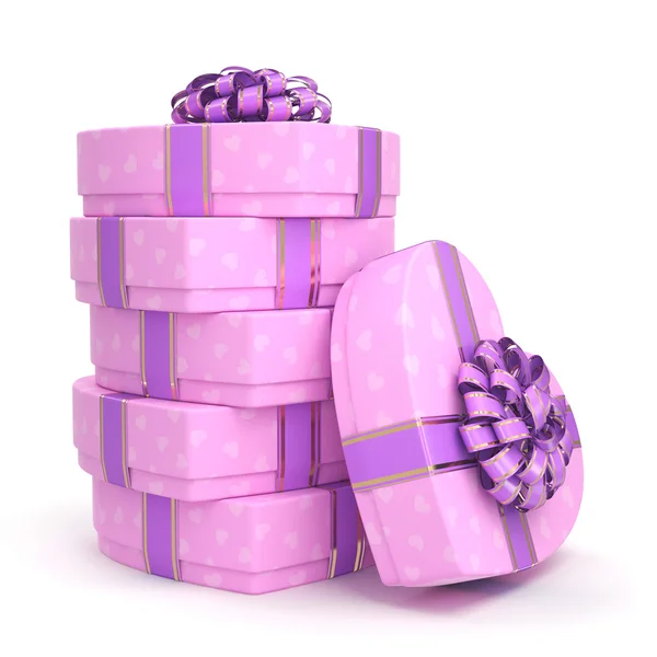 ピンクの箱の心 — ストック写真