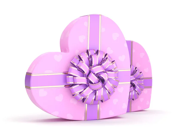 Růžové krabice srdce — Stock fotografie