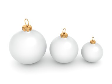 3D render beyaz Noel top 