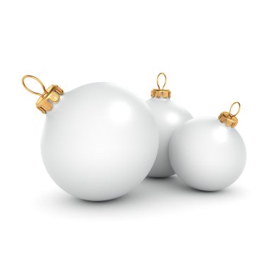 3D render beyaz Noel top 