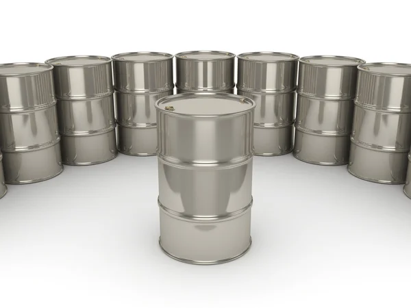 3D rendering Set chrome barrels — Stock Photo, Image