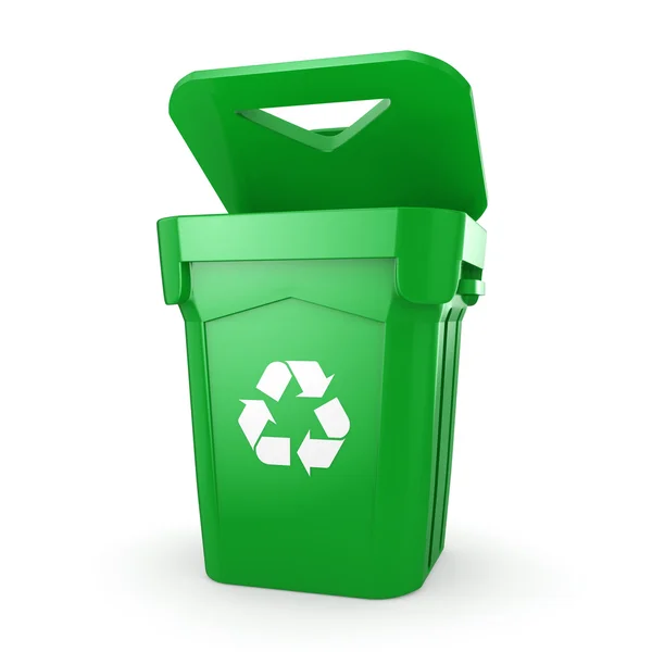 3D rendering groen recycling Bin — Stockfoto