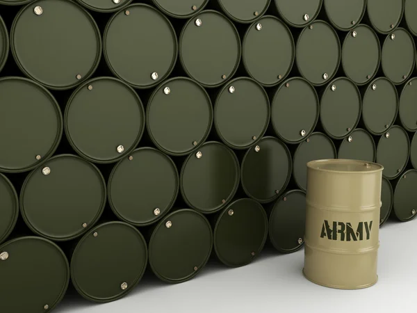 3D rendering barili dell'esercito — Foto Stock