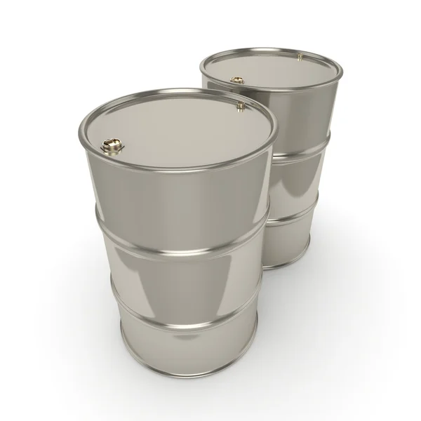 3D rendering Many chrome barrels — Stock Photo, Image