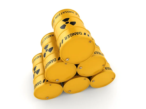 3D Render gele radioactieve vaten — Stockfoto