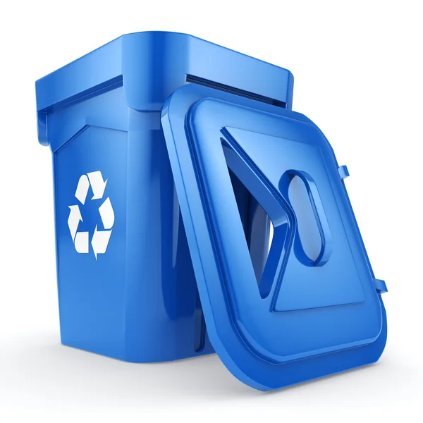 3D-rendering blauwe Recycling Bin — Stockfoto