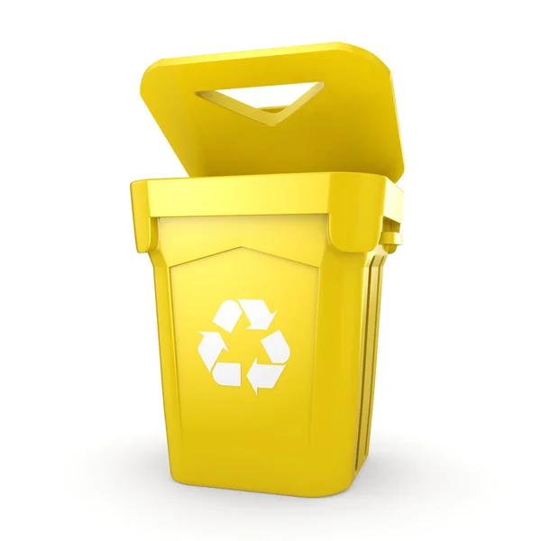 3D Render gele Recycling Bin — Stockfoto