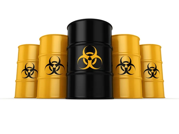 3D rendering biohazard barrels — Stock Photo, Image