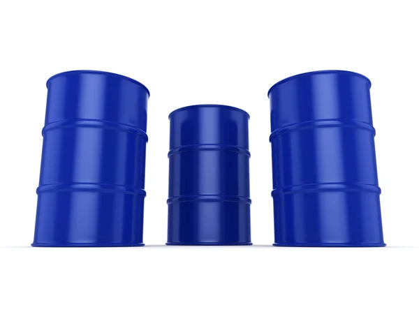 3D rendering blue barrels — Stock Photo, Image