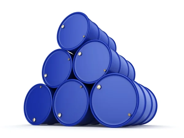 3D rendering blue barrels — Stock Photo, Image