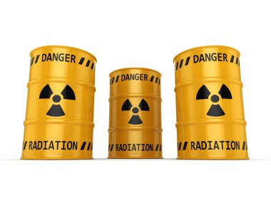 3D render sarı radyoaktif varil