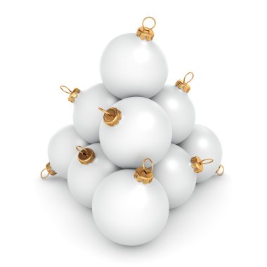 3D render beyaz Noel top 