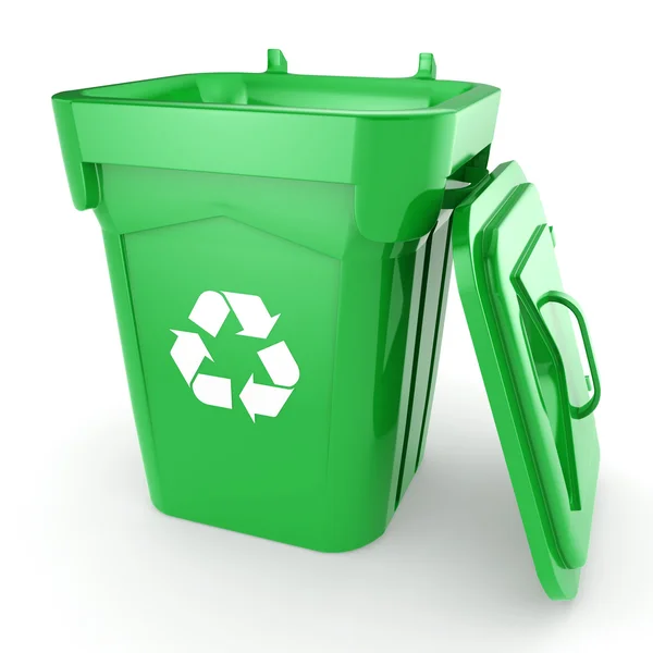 3D renderowania Green recyklingu Bin — Zdjęcie stockowe