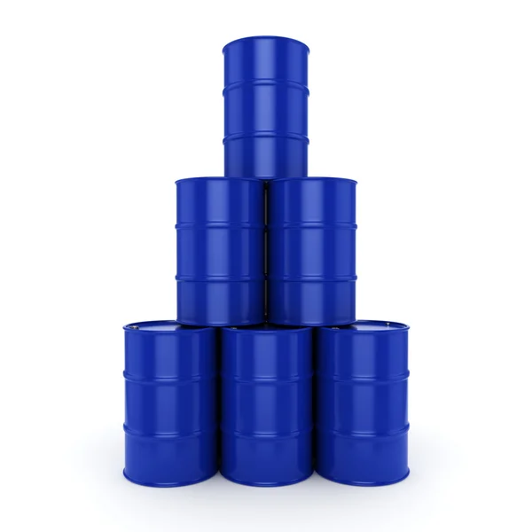 3D rendering blue barrels — Stock Photo, Image