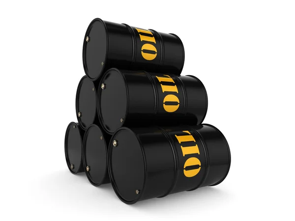 Representación 3D Barriles de petróleo negro —  Fotos de Stock