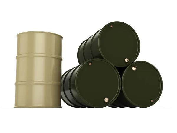 3D rendering khaki barrels — Stock Photo, Image