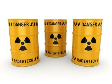3D render sarı radyoaktif varil