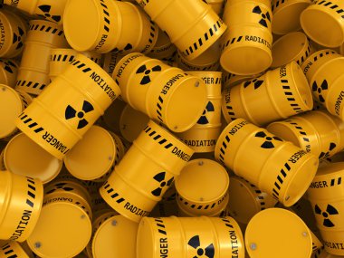 3D render sarı radyoaktif varil