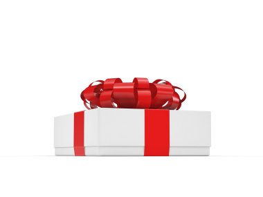 3D render beyaz hediye kutusu