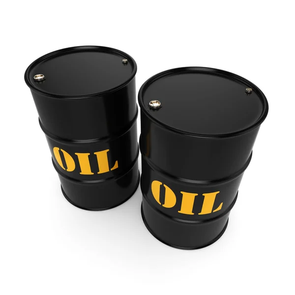 Representación 3D Barriles de petróleo negro — Foto de Stock