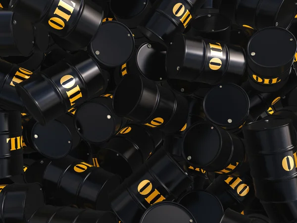 3D рендеринг нефтяных бочек Black — стоковое фото