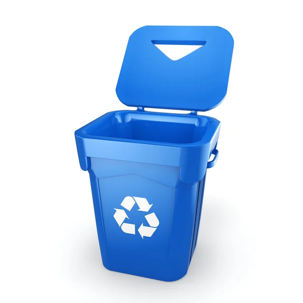 Renderização 3D Blue Recycling Bin — Fotografia de Stock