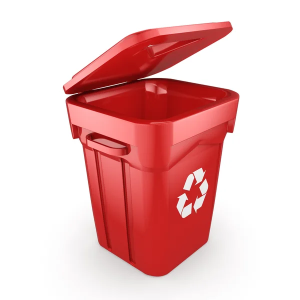 3D vykreslování červené recyklace Bin — Stock fotografie