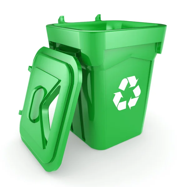 3D renderowania Green recyklingu Bin — Zdjęcie stockowe